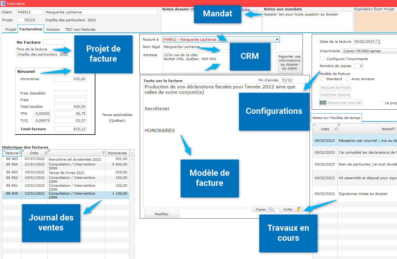 Paramétrage de facturation dans PlaniGo